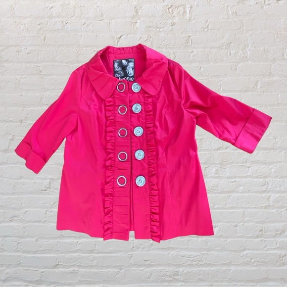 158. KENSIE Summer Jacket - Hot Pink - Size Large - Picture 3 of 7
